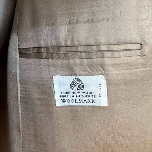 Vintage Gingham Plaid 40L Tall Vintage Wool Blazer Sports Coat Jacket Neutral - Picture 5 of 15